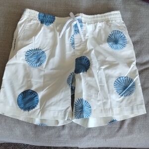 Men's Dockers White Swim Shorts with Blue Pattern L